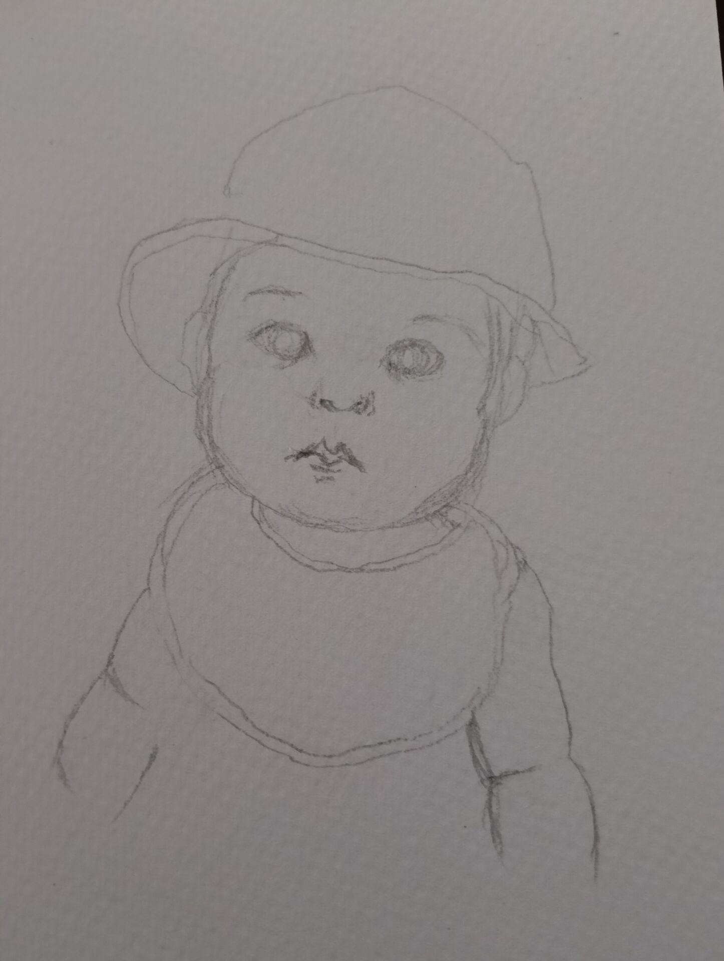 下絵　鉛筆で描く